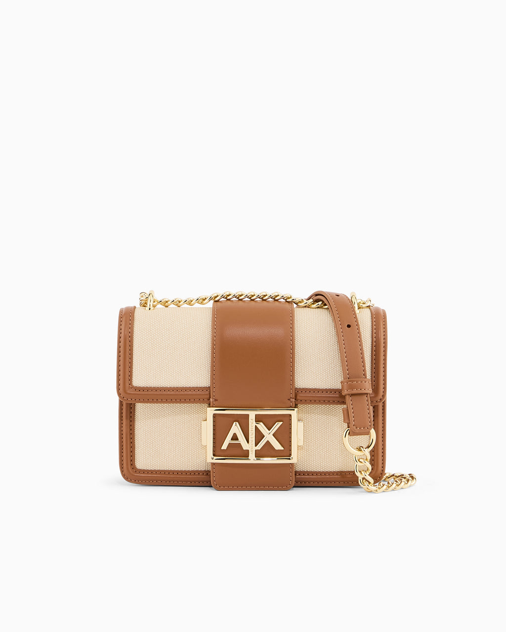 Mini bolsa transversal em tecido trançado Armani Exchange