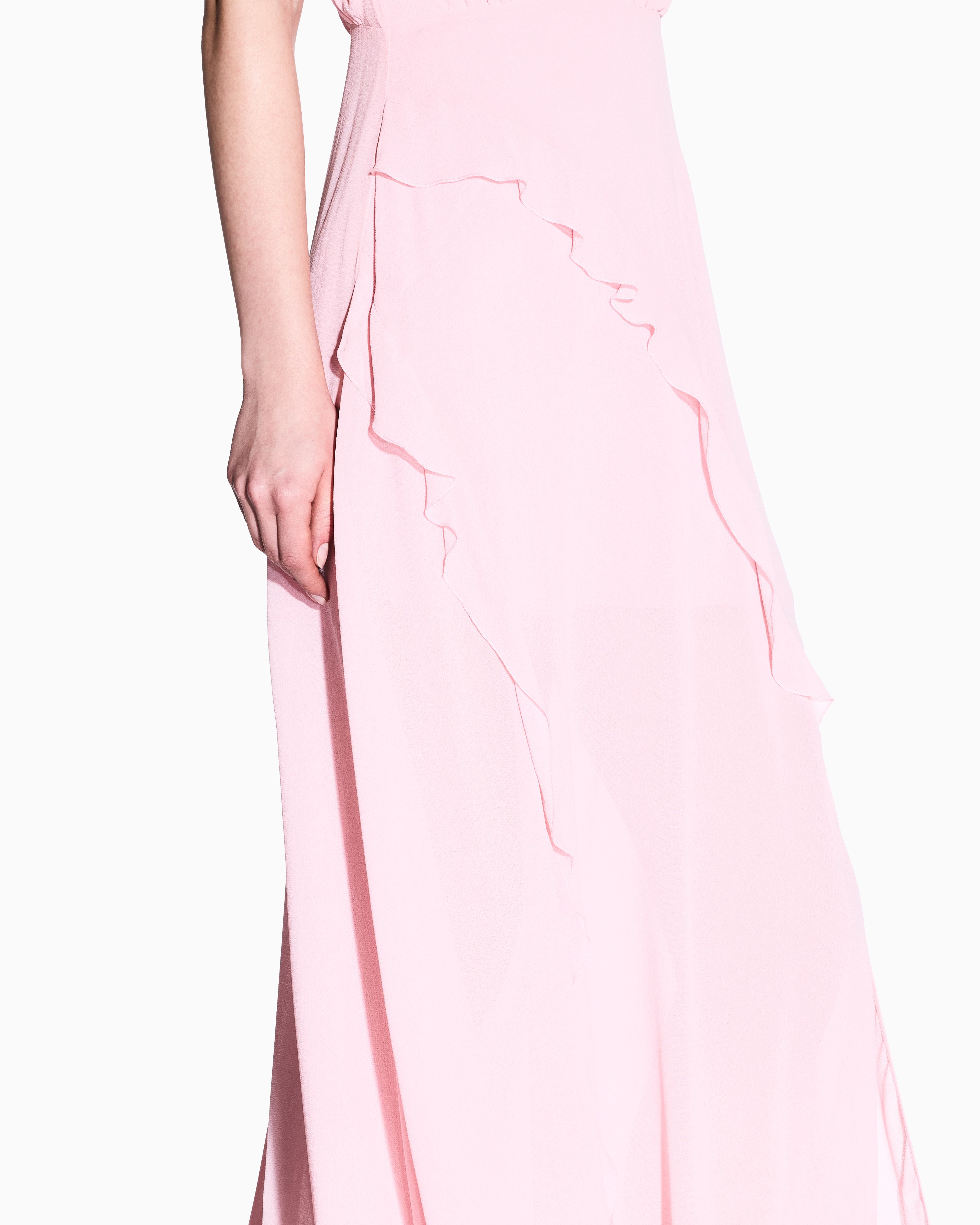 Vestido comprido em crepe com racha Armani Exchange