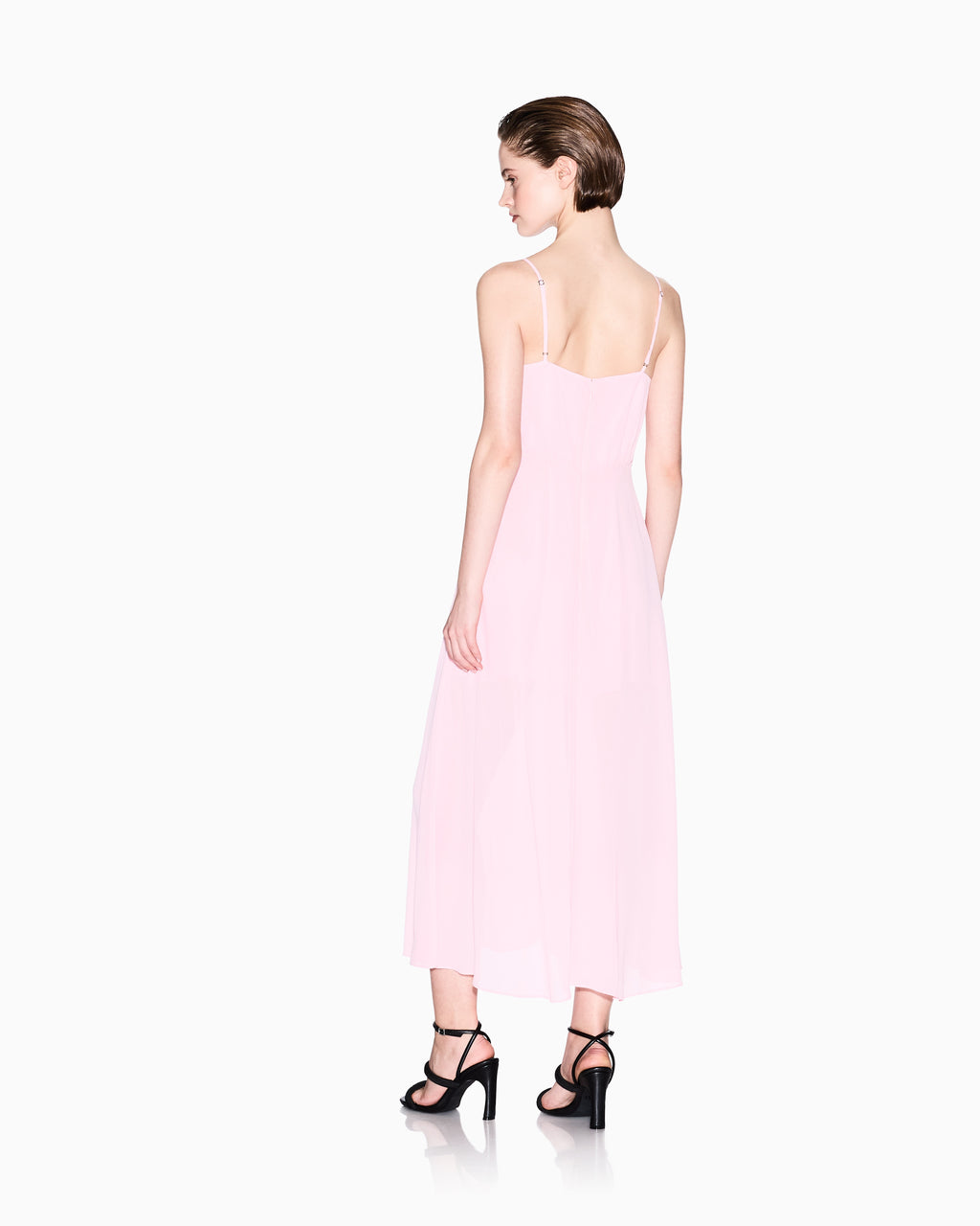 Vestido comprido em crepe com racha Armani Exchange