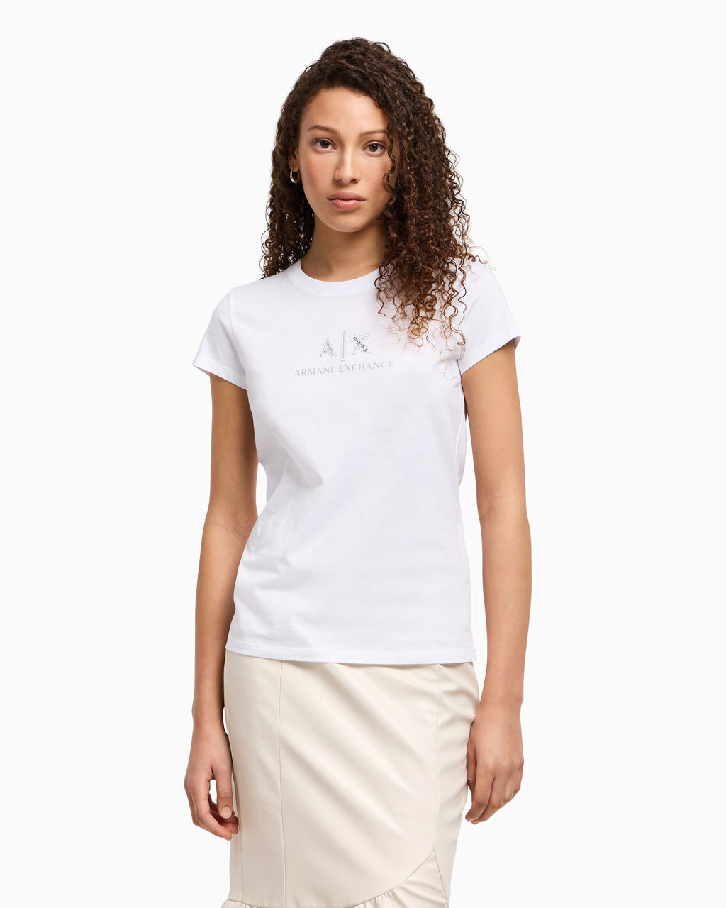T-shirt com logótipo e strass Armani Exchange