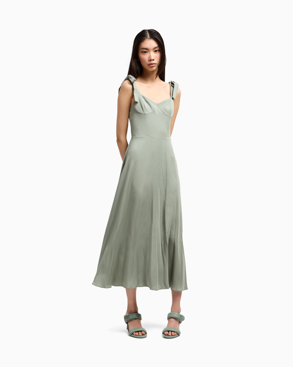 Vestido comprido com alças em laço Armani Exchange