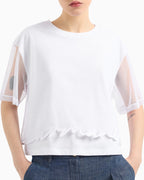 T-shirt cropped com barra modelada Armani Exchange