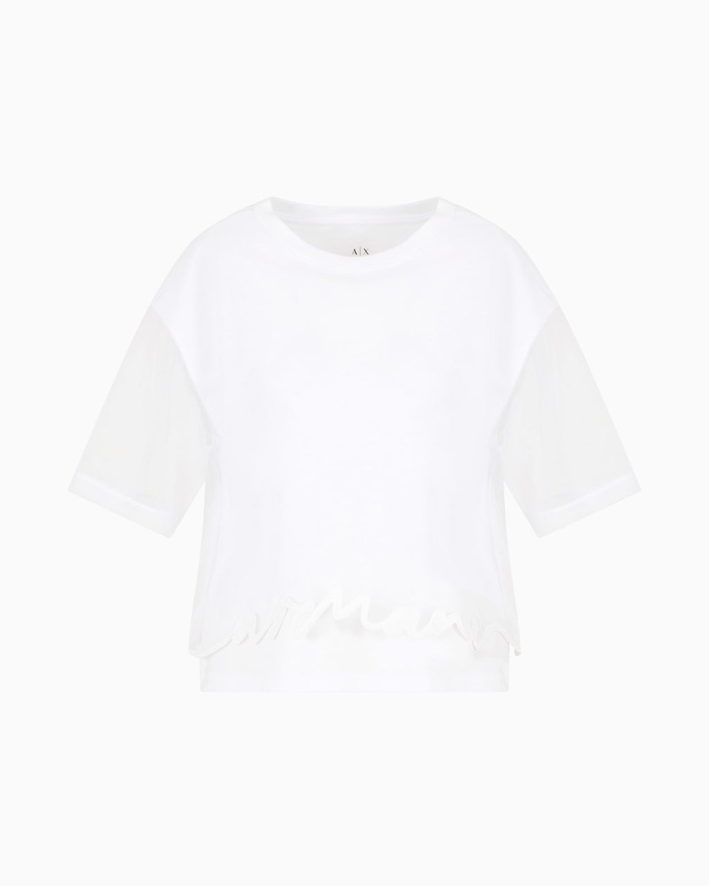 T-shirt cropped com barra modelada Armani Exchange