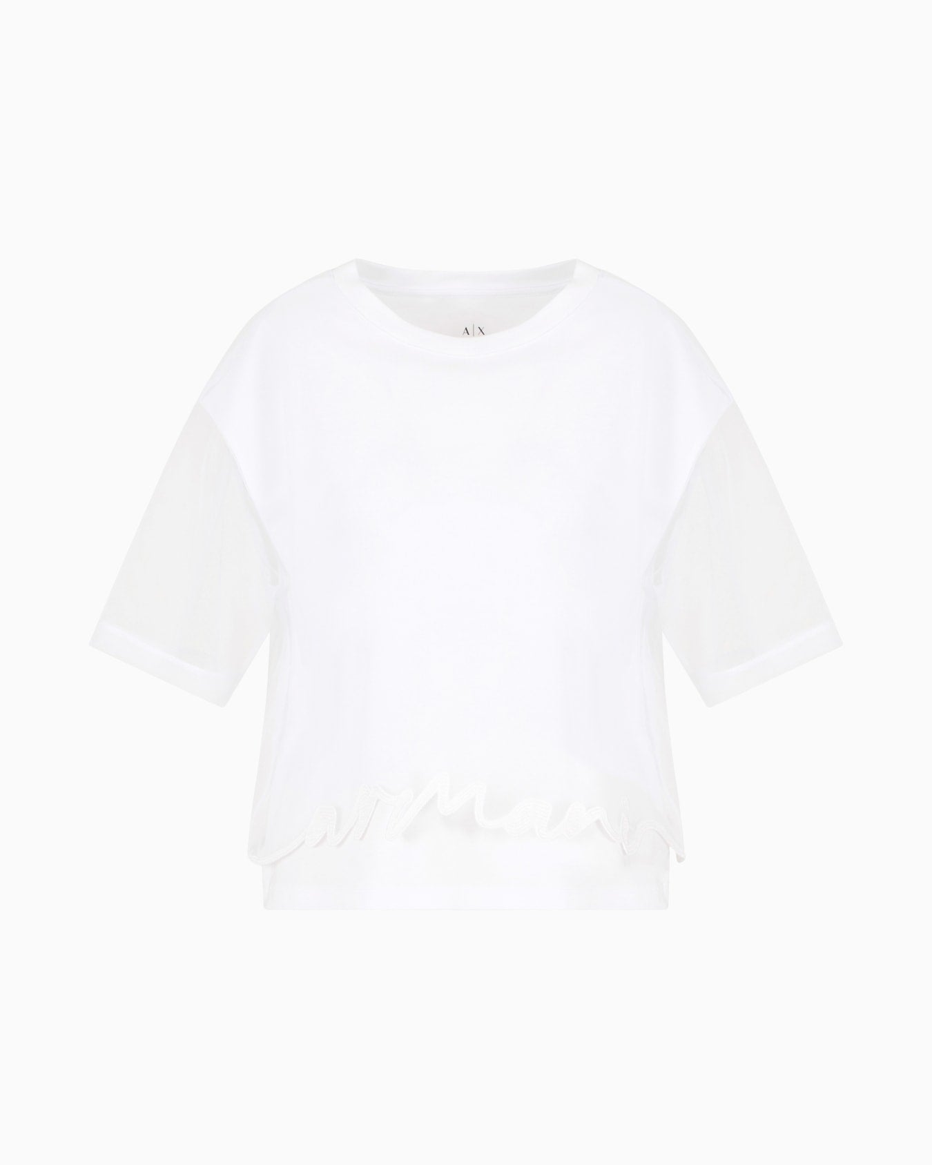 T-shirt cropped com barra modelada Armani Exchange
