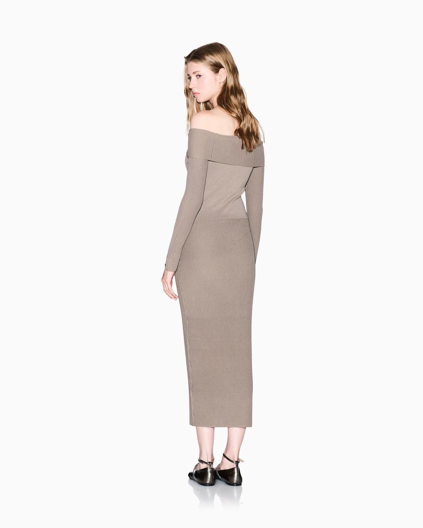 Vestido midi canelado Armani Exchange