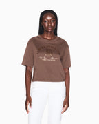 T-shirt cropped com logotipo estampado Armani Exchange