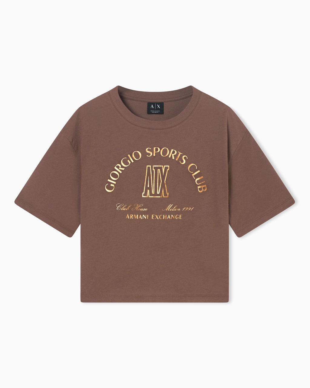 T-shirt cropped com logotipo estampado Armani Exchange