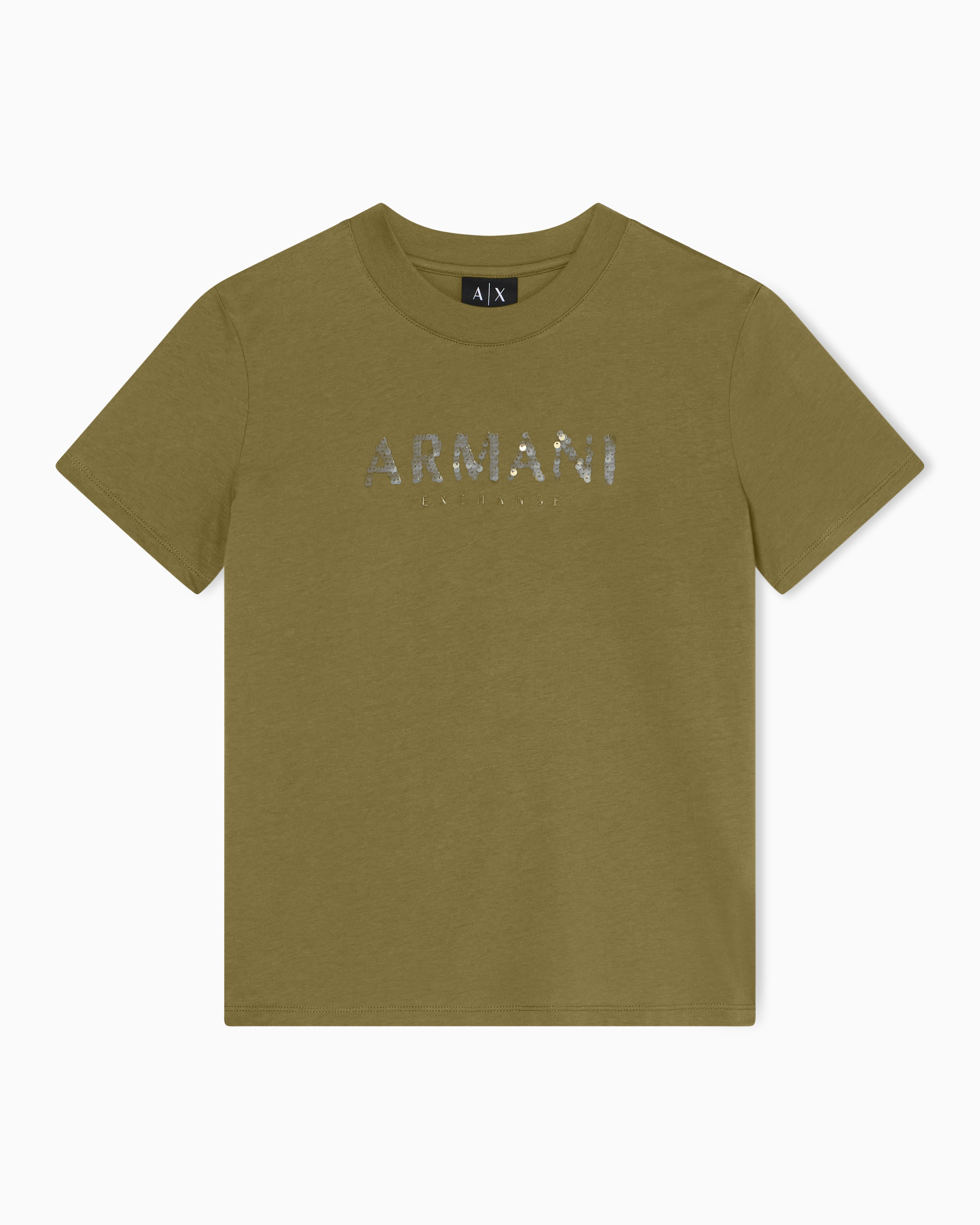 T-shirt logotipo de lantejoulas Armani Exchange