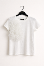 T-shirt com aplicação floral em tule TWINSET