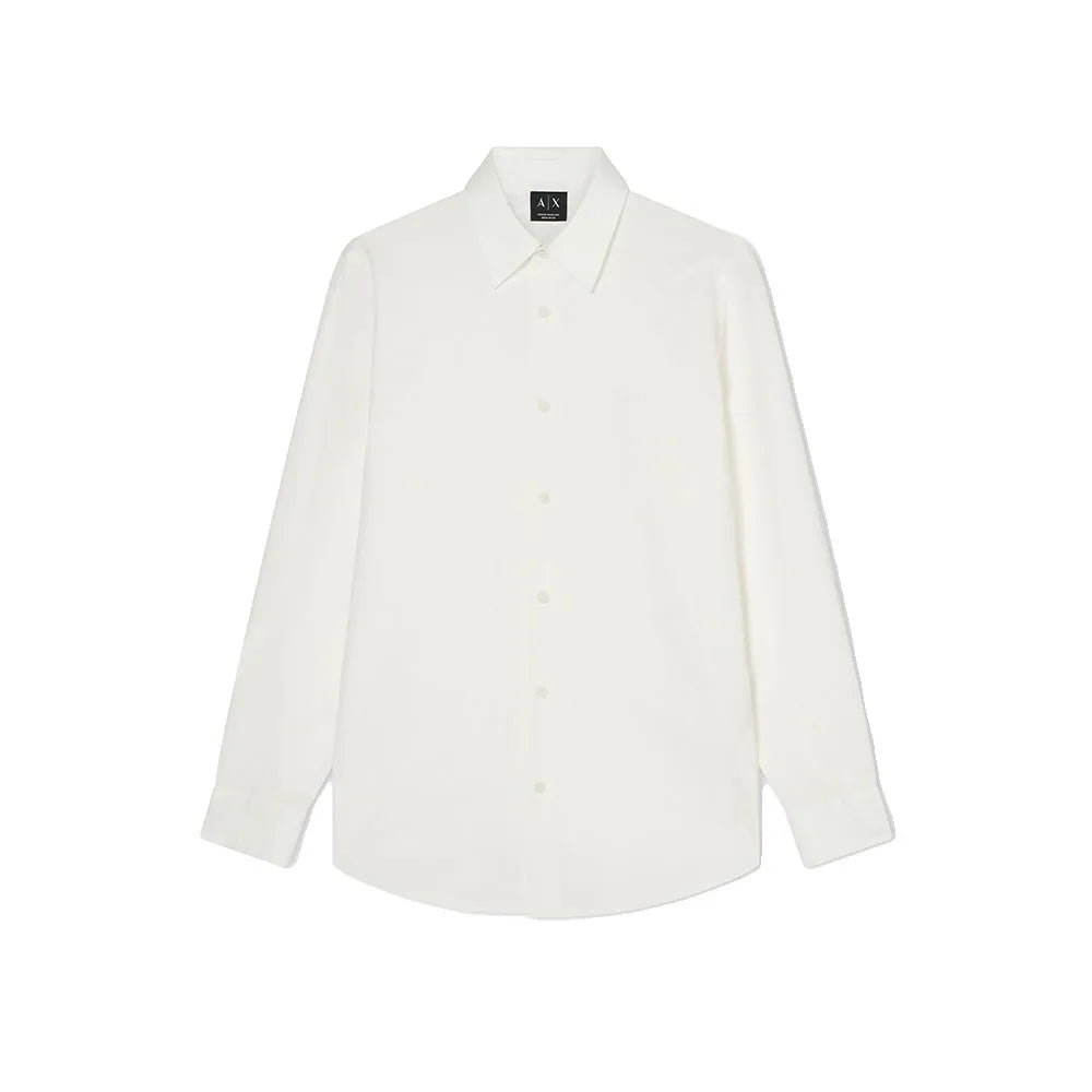 Camisa básica de linho com logo discreto Armani Exchange