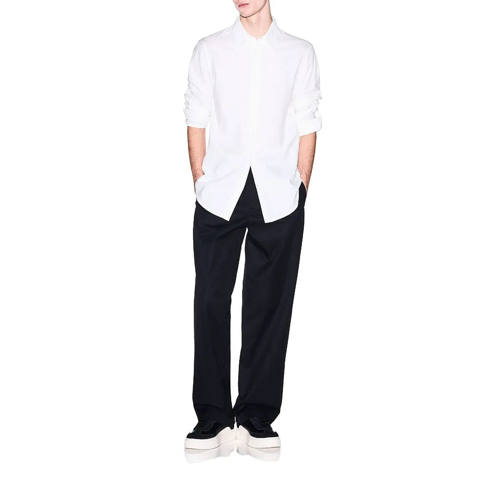 Camisa básica de linho com logo discreto Armani Exchange