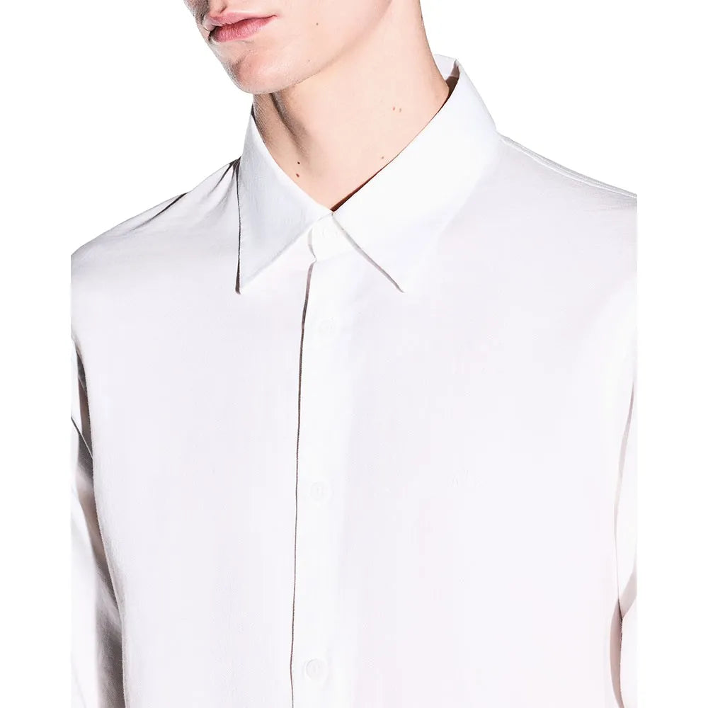 Camisa básica de linho com logo discreto Armani Exchange