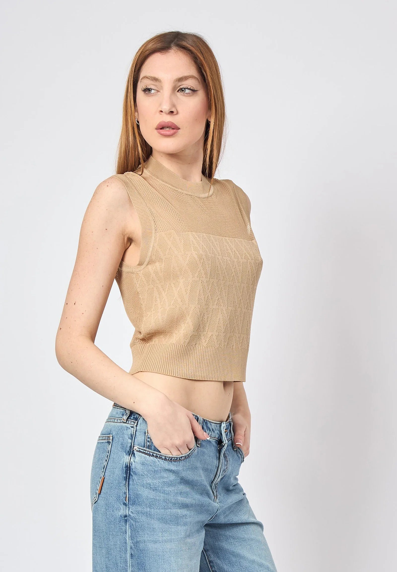 Blusa de malha vazada Armani Exchange