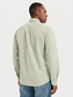 Camisa BOSS Regular Fit para homem com padrão Vichy verde, vista de costas.