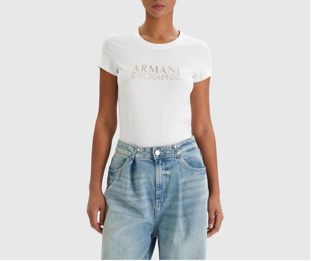 T-shirt com logo metálico Armani Exchange