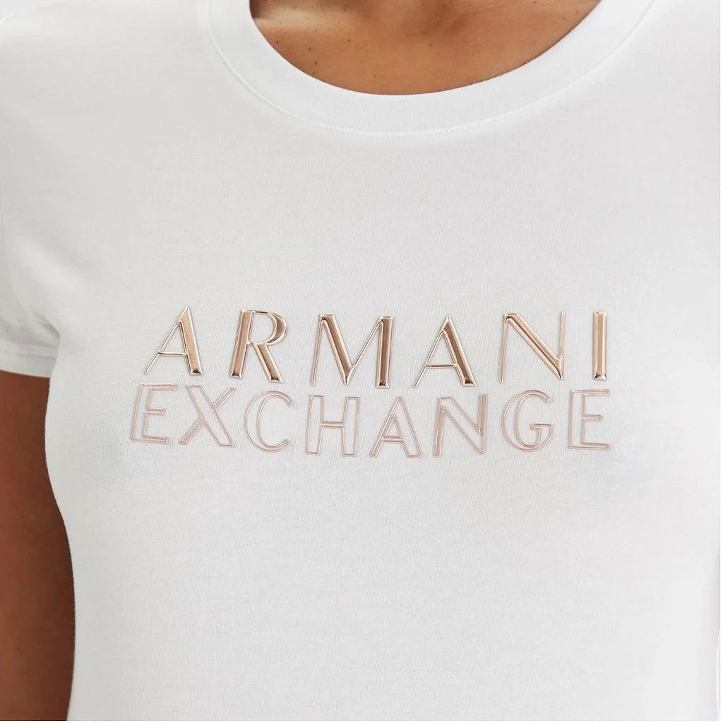 T-shirt com logo metálico Armani Exchange