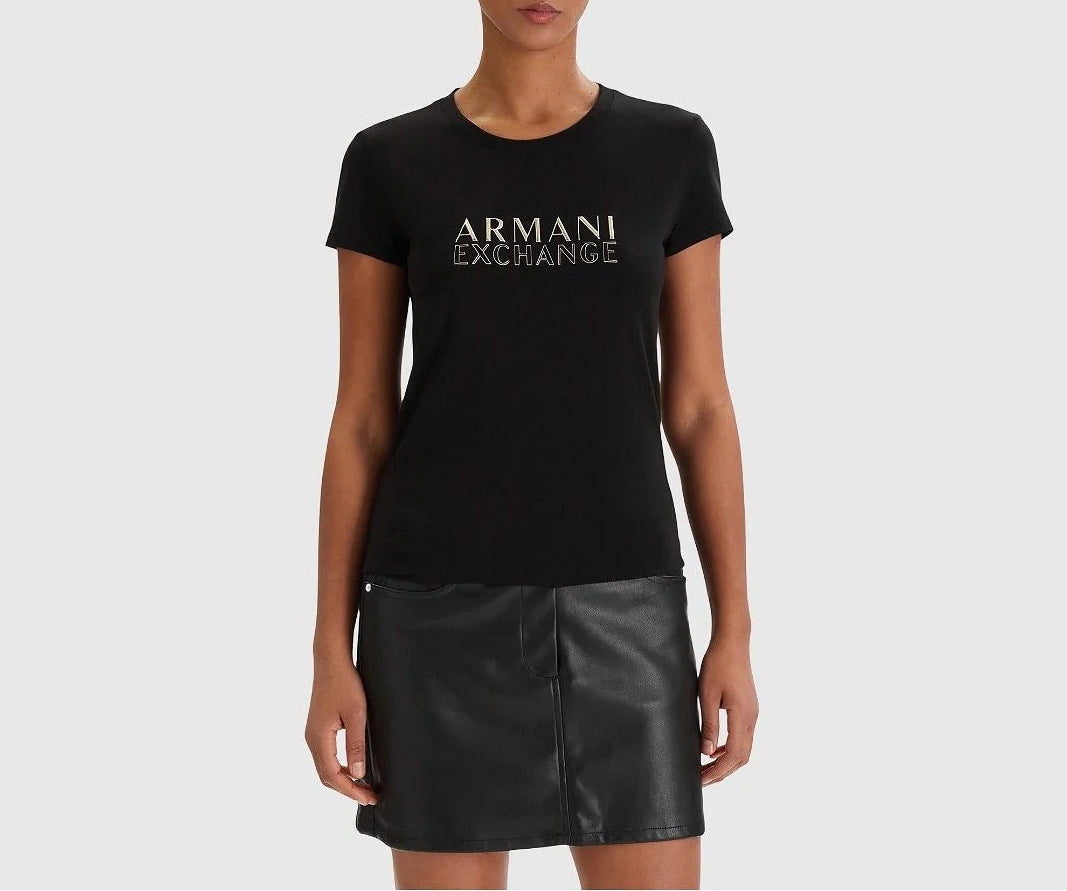 T-shirt com logo metálico Armani Exchange