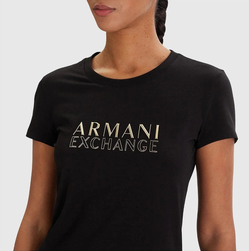 T-shirt com logo metálico Armani Exchange