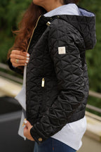 Casaco acolchoado com capuz padrão geométrico FRACOMINA - lateral
