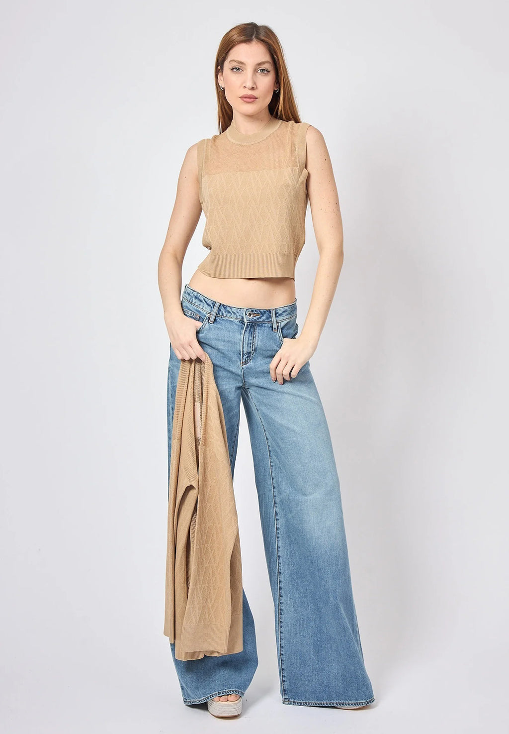 Blusa de malha vazada Armani Exchange