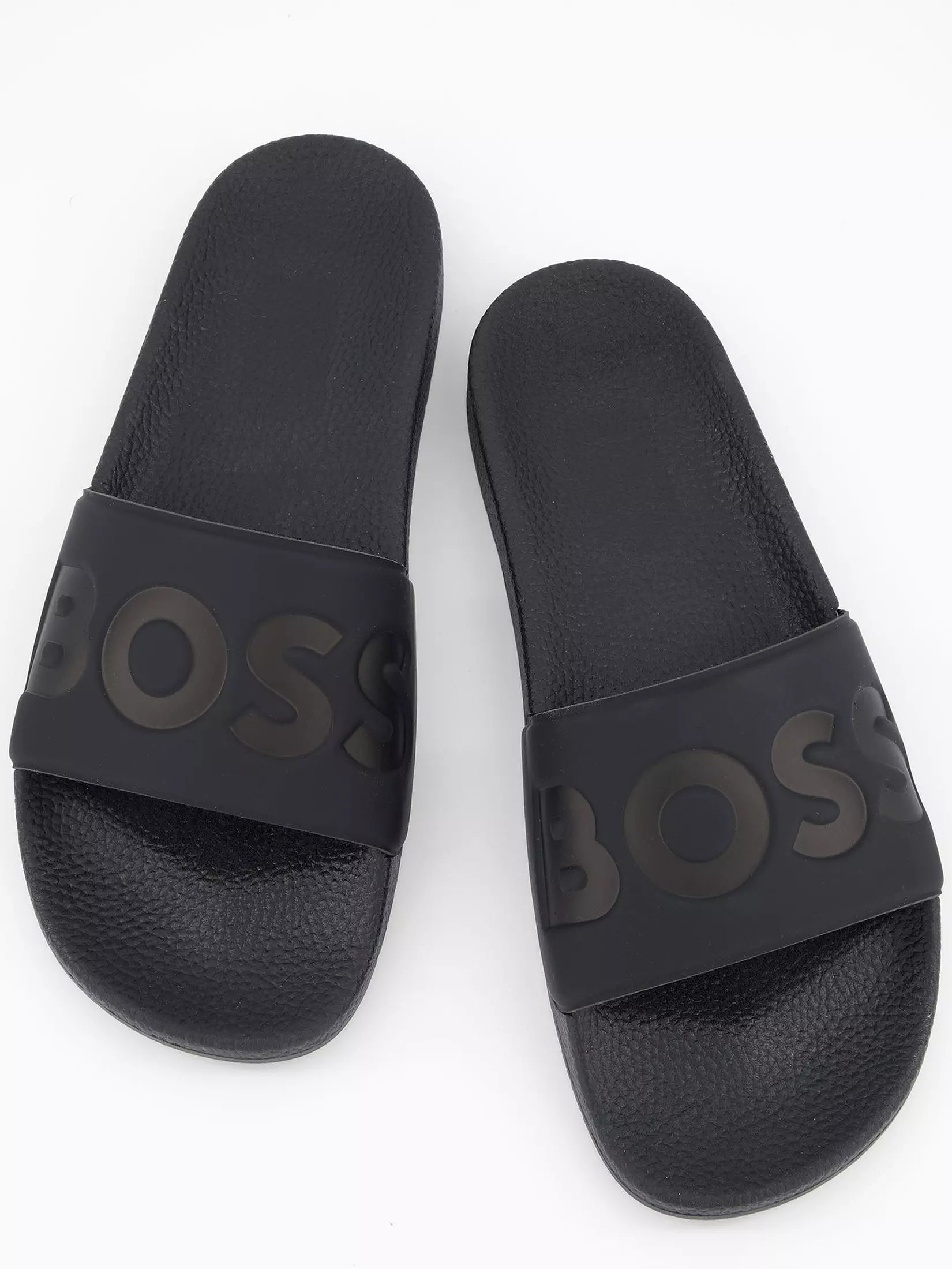 Chinelo com logo BOSS tira larga - preto vista de cima