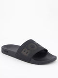 Chinelo com logo BOSS tira larga - preto vista lateral esquerda