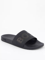 Chinelo com logo BOSS tira larga - preto vista lateral esquerda