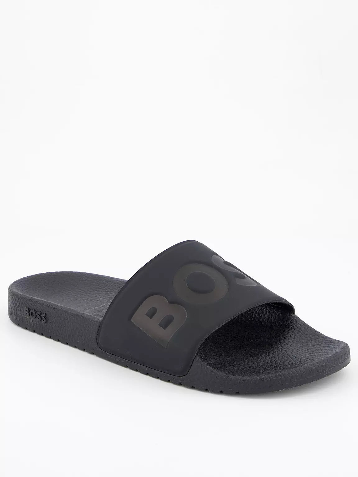 Chinelo com logo BOSS tira larga - preto vista lateral esquerda