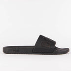 Chinelo com logo BOSS tira larga - preto vista lateral detalhe logo
