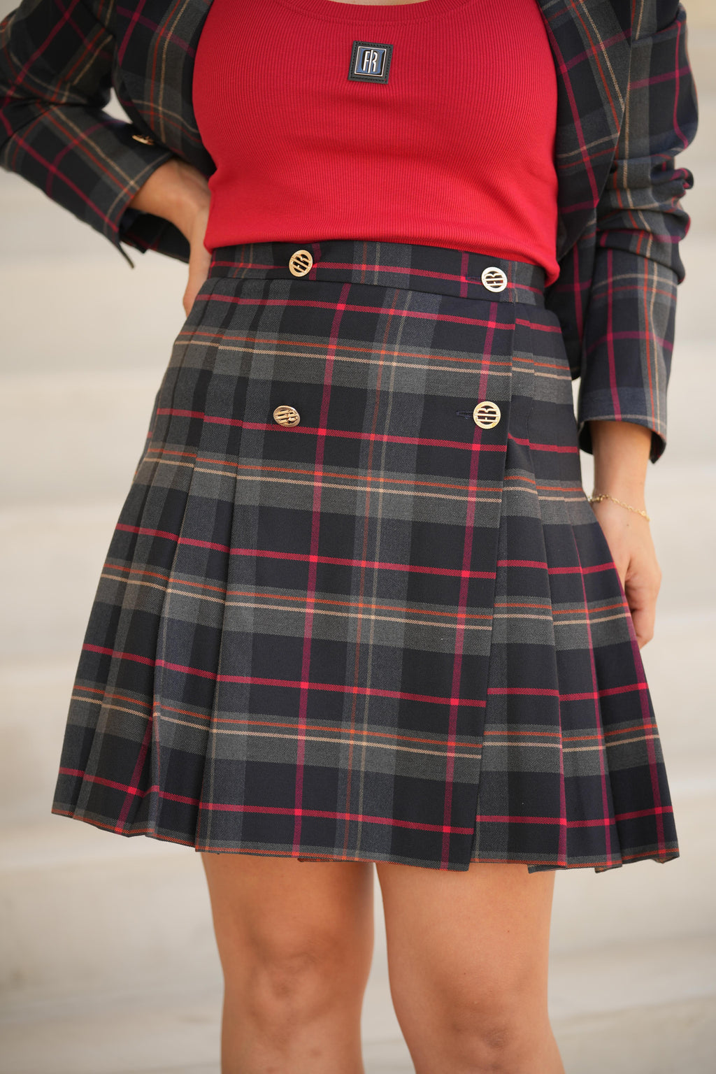 Minissaia xadrez Fracomina