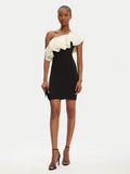 Vestido curto com folho assimétrico ELEH