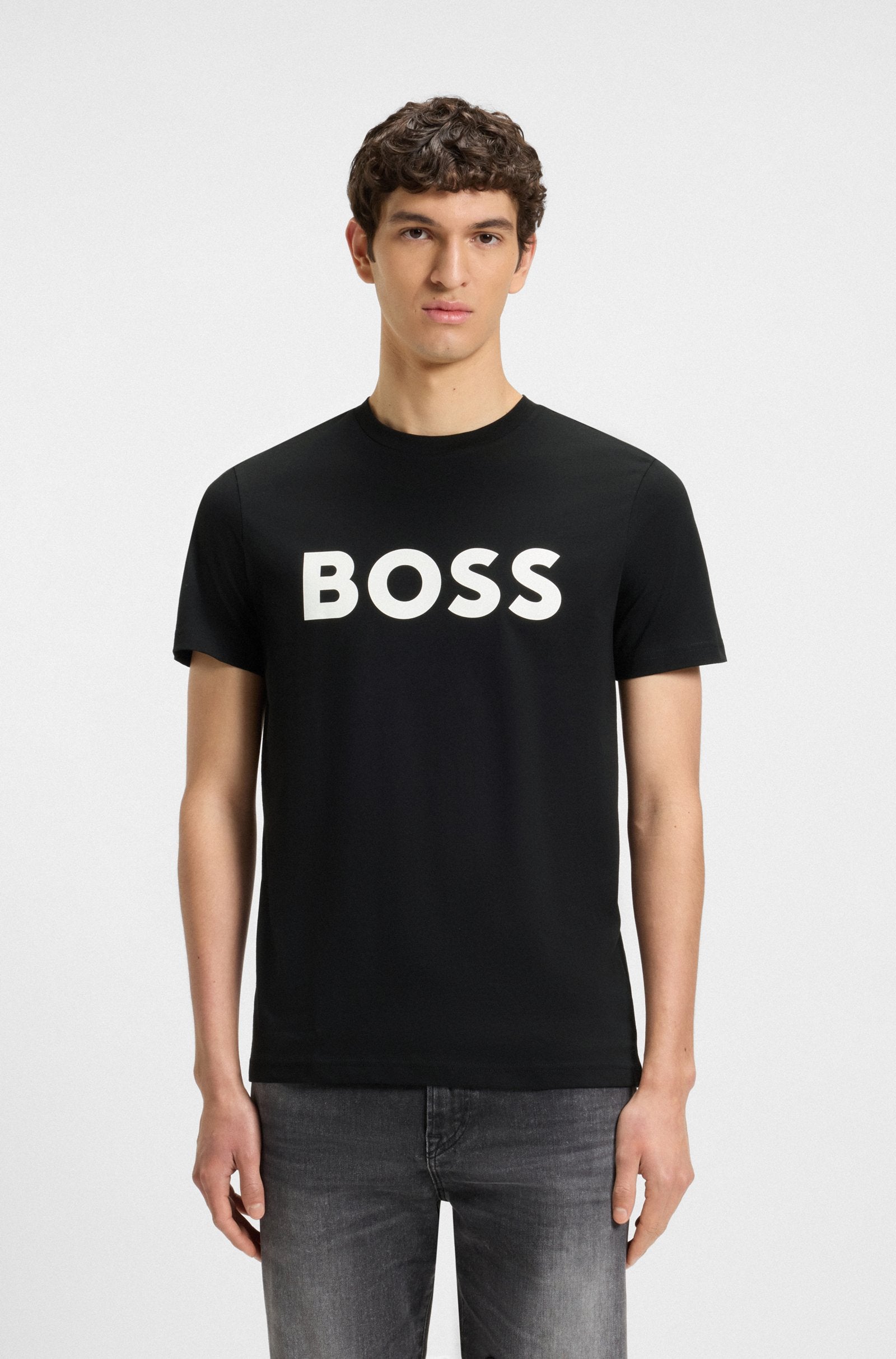 T-shirt em algodão com estampado de logótipo BOSS