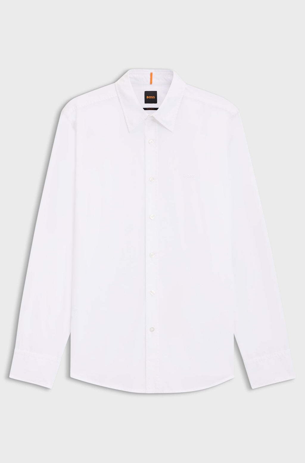 Camisa de ajuste regular em popelina de algodão BOSS