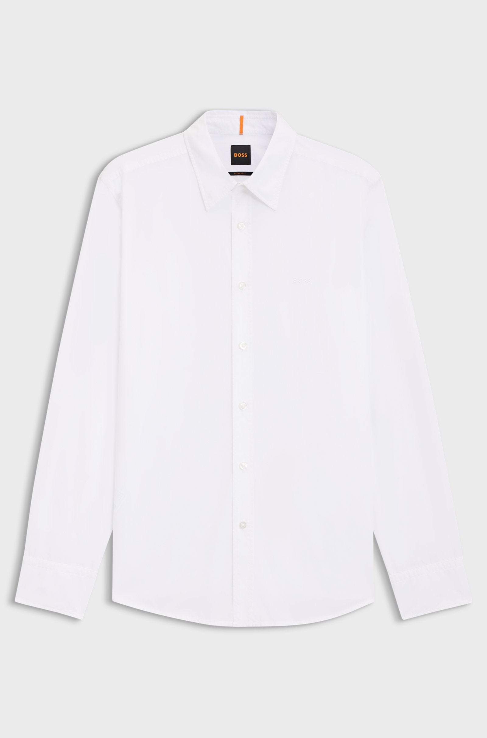 Camisa de ajuste regular em popelina de algodão BOSS