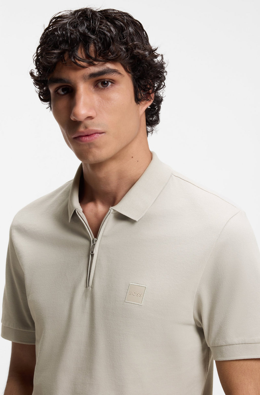 Polo em algodão elástico com fecho BOSS