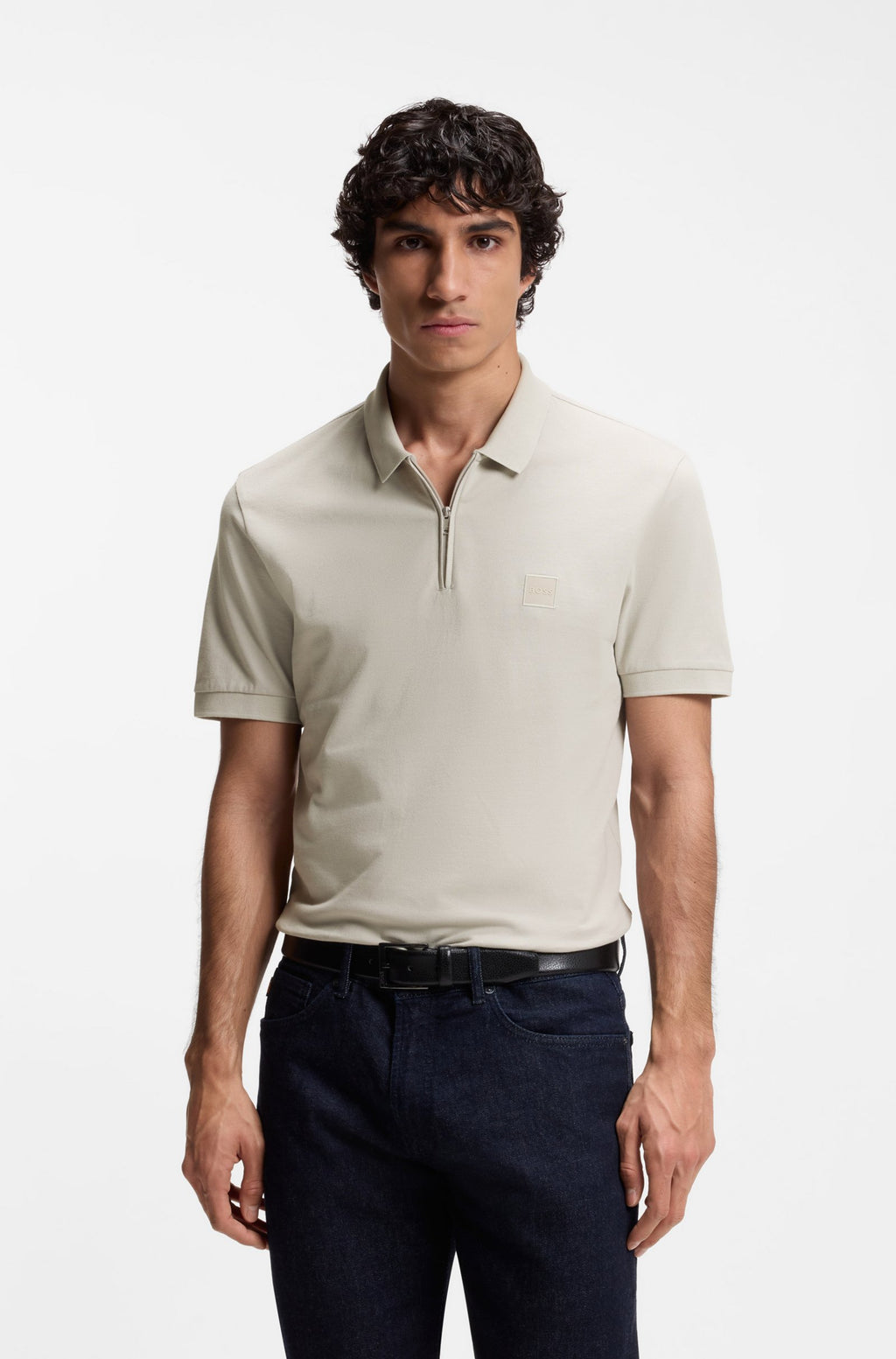 Polo em algodão elástico com fecho BOSS