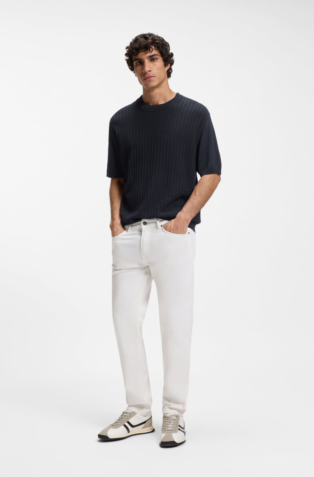 T-shirt de malha com estrutura canelada BOSS