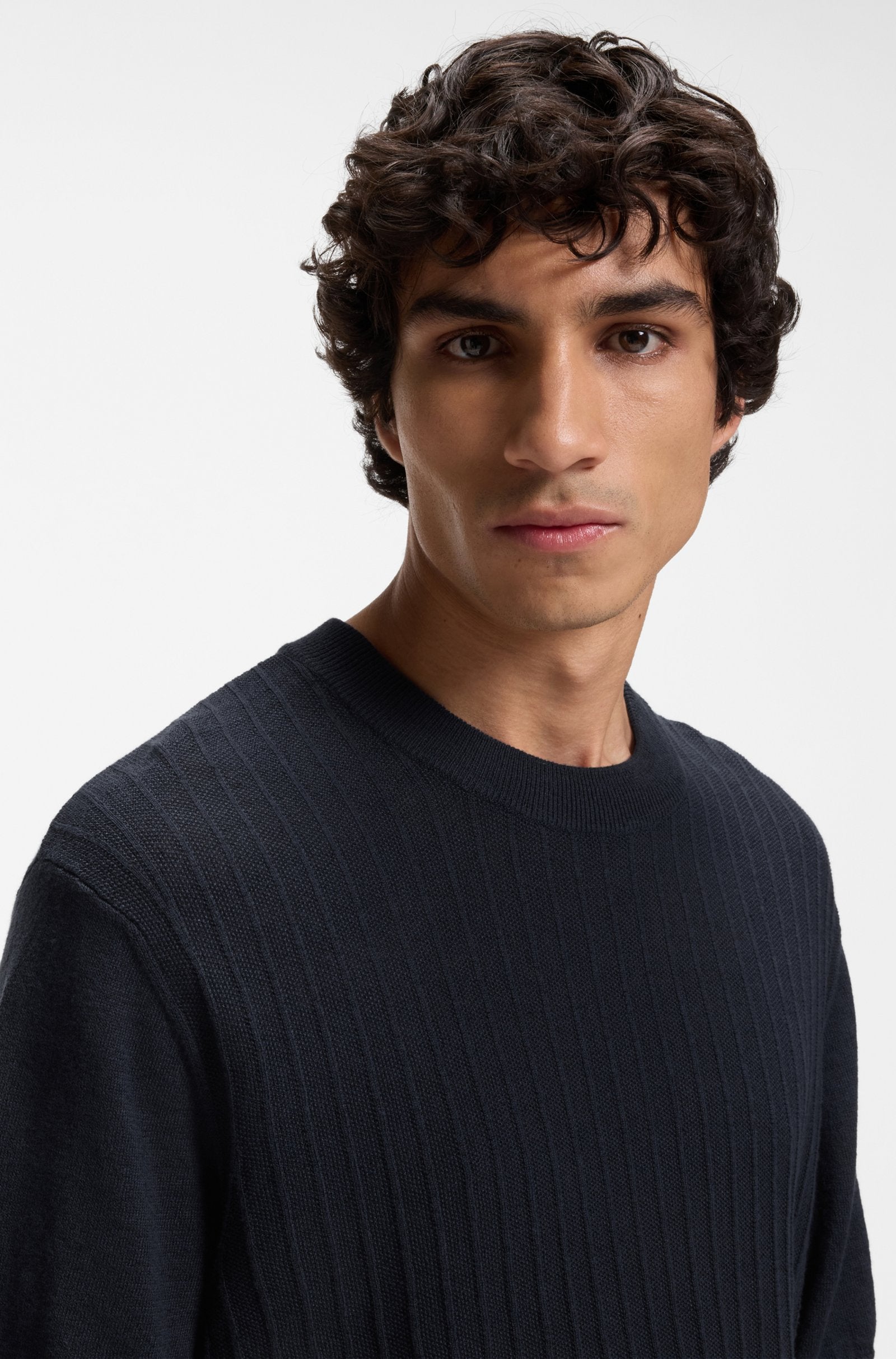 T-shirt de malha com estrutura canelada BOSS