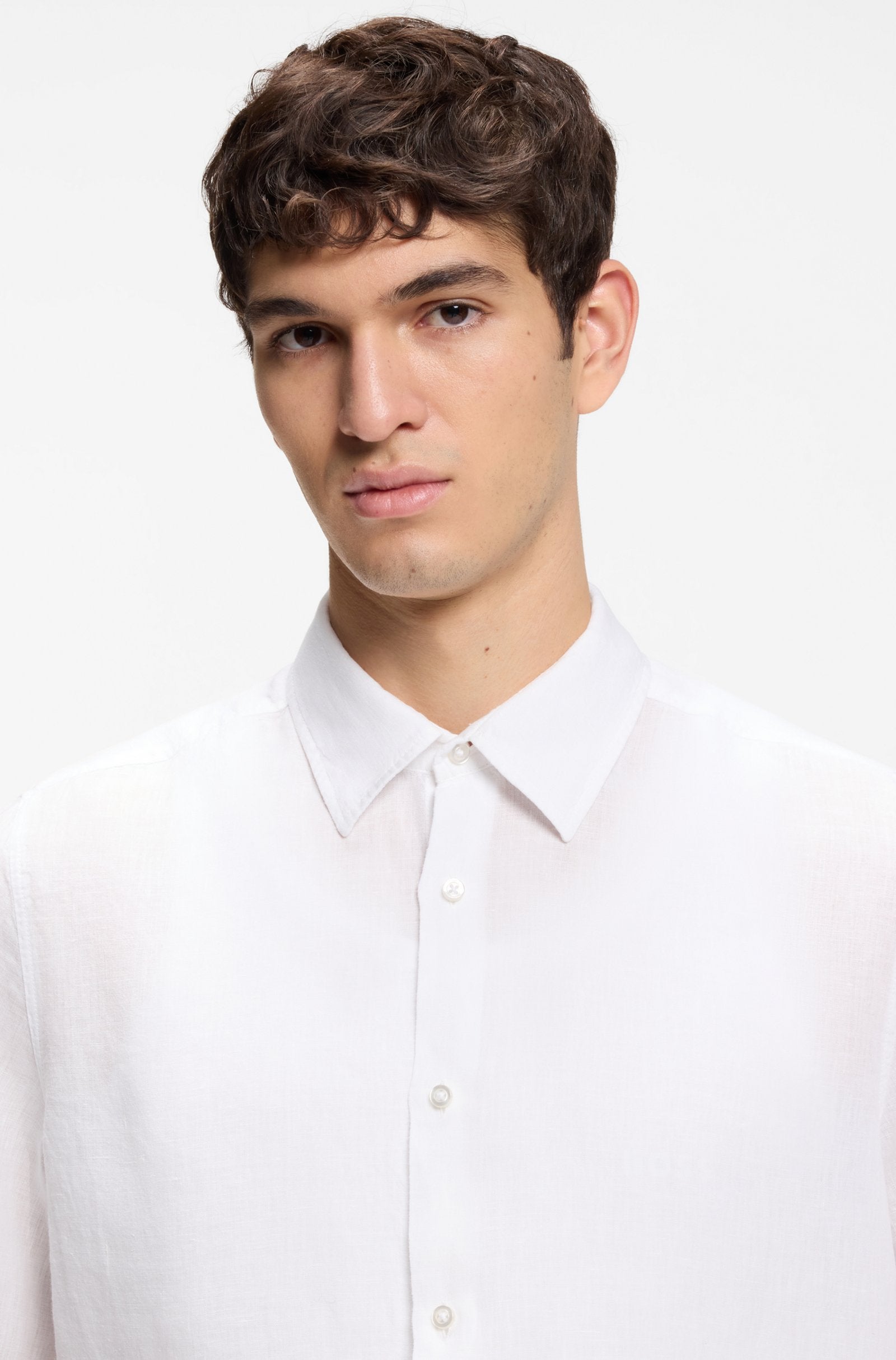 Camisa de linho manga curta BOSS