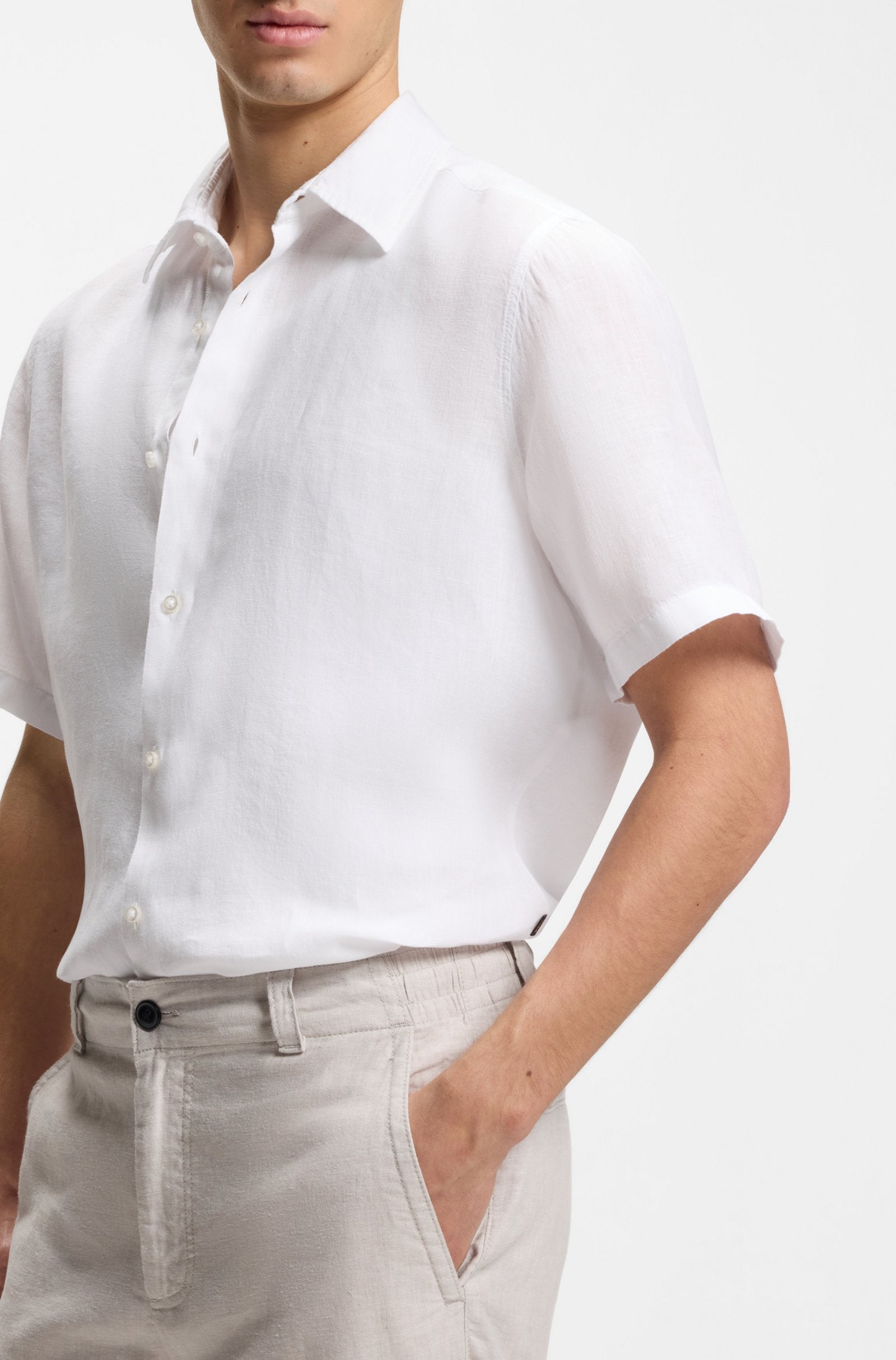 Camisa de linho manga curta BOSS