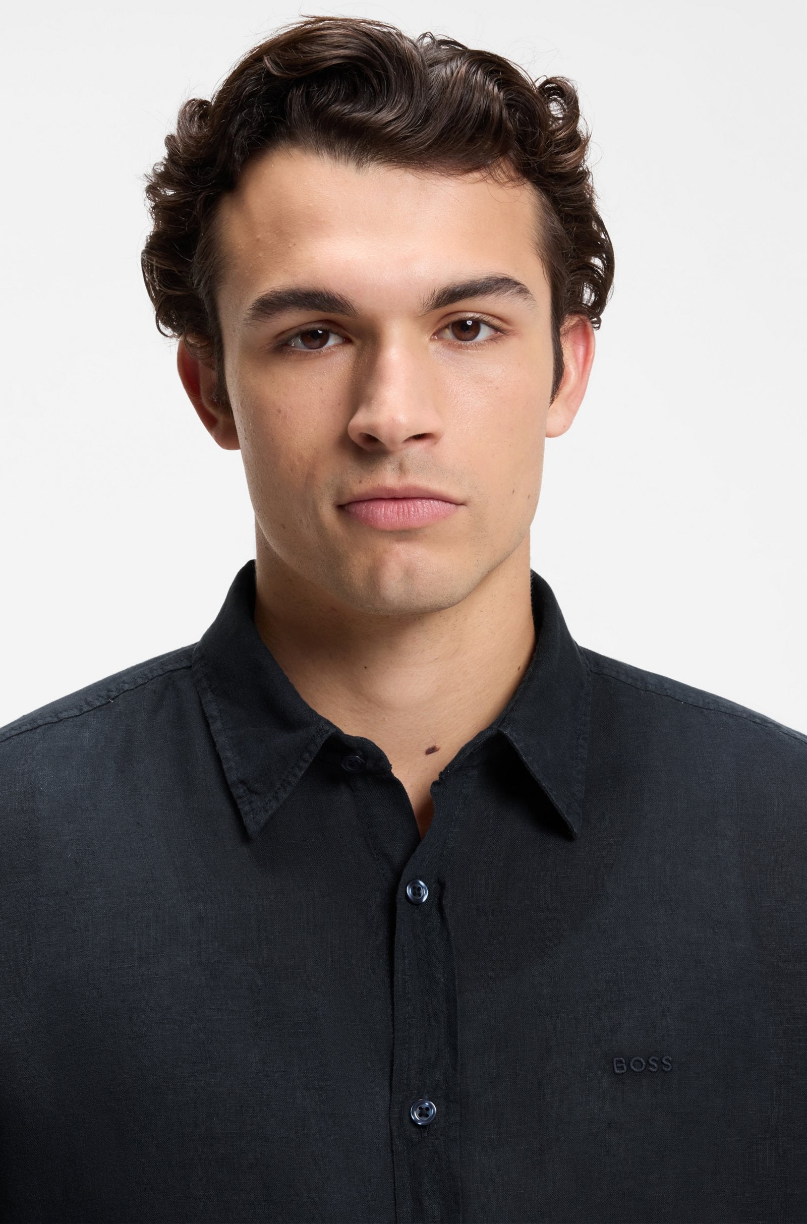 Camisa básica de linho BOSS