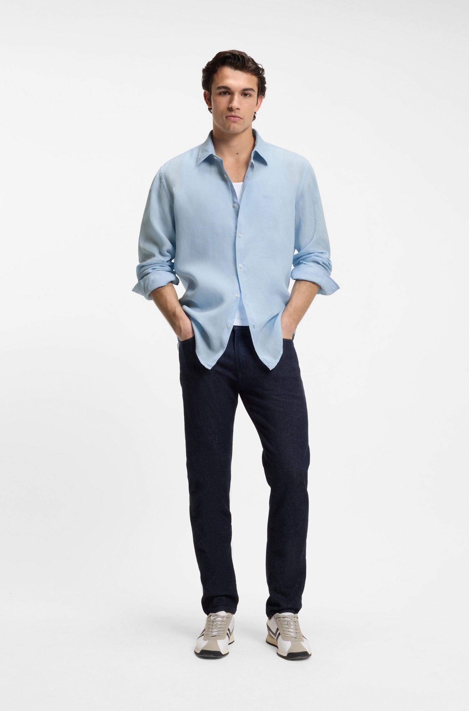 Camisa básica de linho BOSS