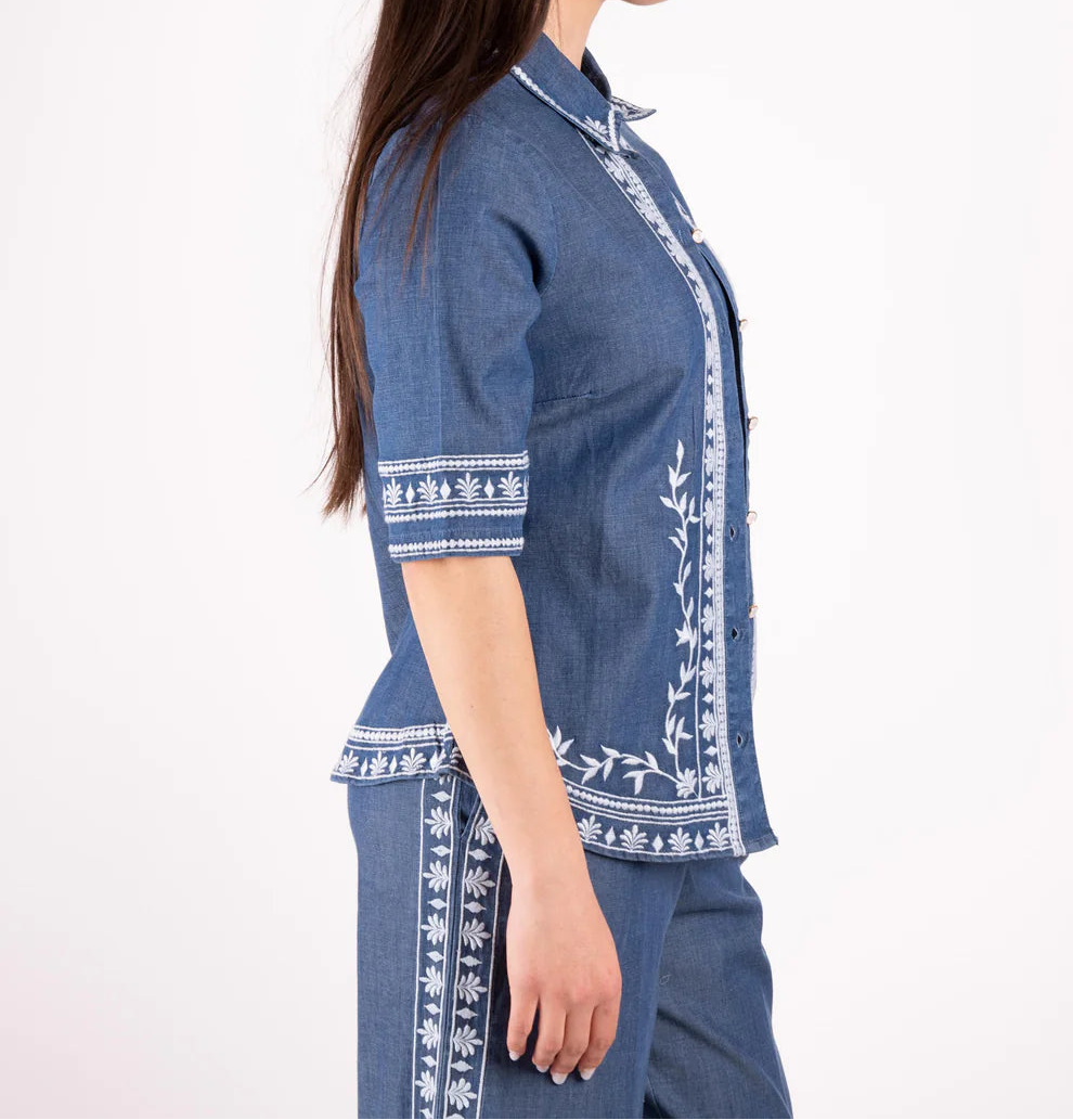 Camisa de ganga com bordados FRACOMINA