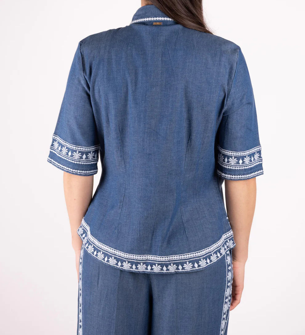 Camisa de ganga com bordados FRACOMINA