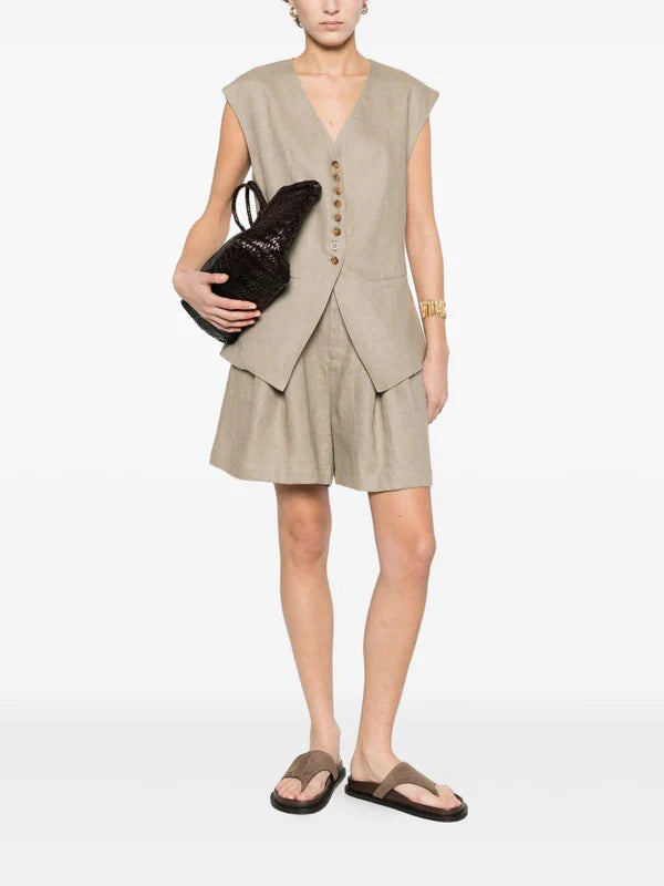 Calções plissados em linho ELEH