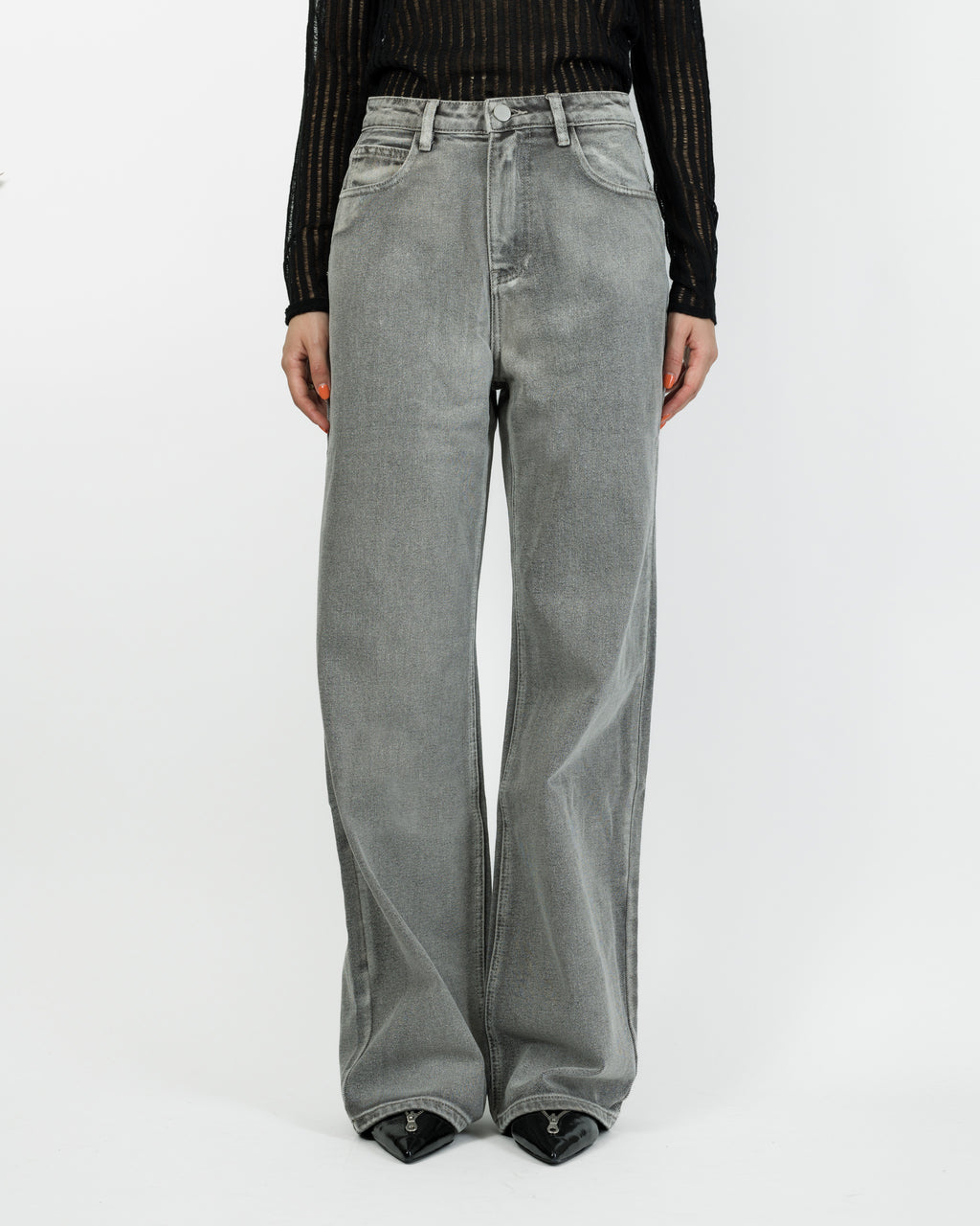 Jeans wide leg cinza Eleh