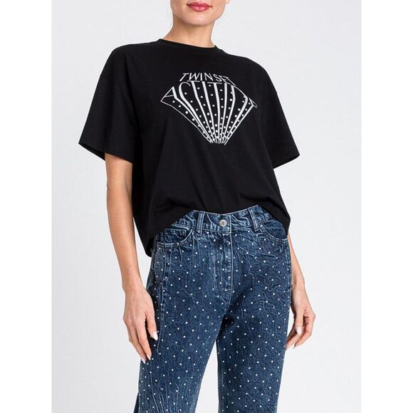 T-shirt com estampa diamante e brilhos TWINSET ACTITUDE