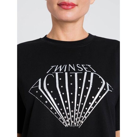 T-shirt com estampa diamante e brilhos TWINSET ACTITUDE