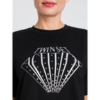 T-shirt com estampa diamante e brilhos TWINSET ACTITUDE