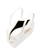 detalhe da mala branca da marca armani exchange com detalhes em dourado - different concept store